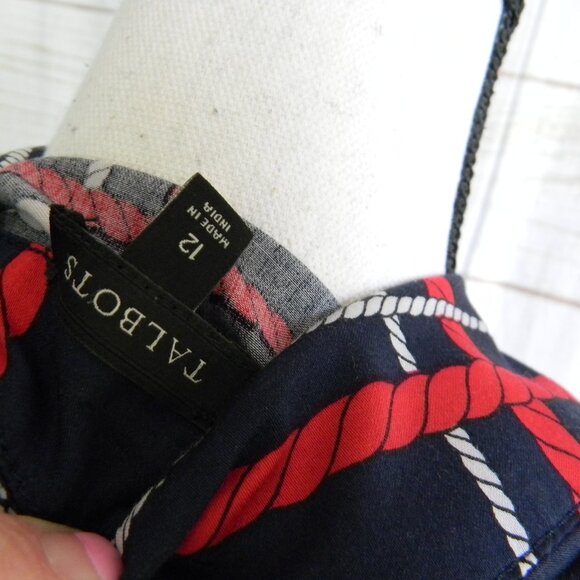 TALBOTS RED/WHITE/BLUE NAUTICAL ROPE SLEEVELESS SHIRT DRESS TIE WAIST SZ 12 - Picture 4 of 4